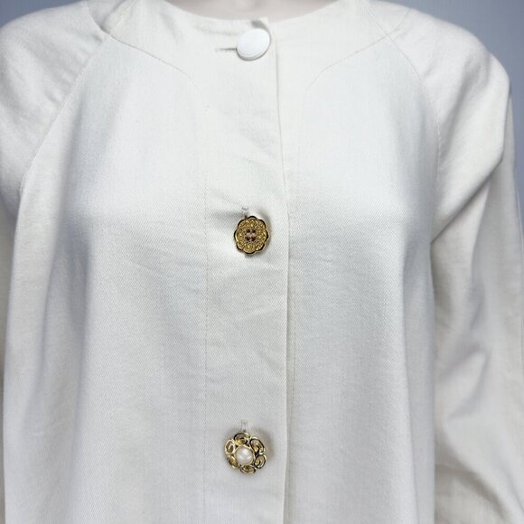 NOÉMIAH A-line High-end Jewel Button-up Oversized Cream Long Summer Jacket M/L - Picture 6 of 8